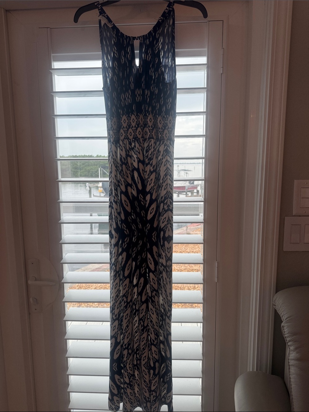 London Times Navy and White Printed Maxi Dress
